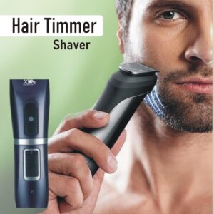 Dulex Hair Trimmer and Shaver with adjustable combs and foil head, displayed on a white background, ideal for facial hair grooming and close shaves
