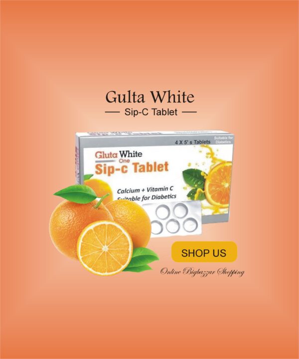 Gluta White Sip-C Tablet 60 Tabs for Skin Whitening with Glutathione