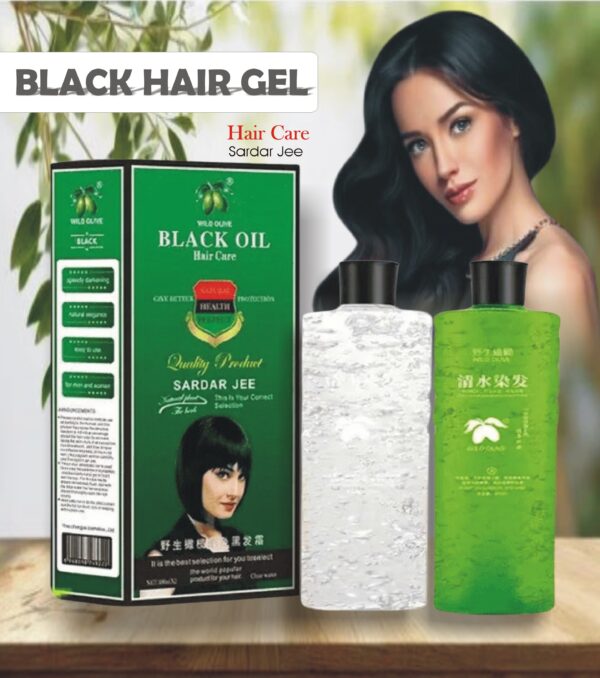 Sardar Jee Black Hair Color Gel bottle, showcasing its sleek packaging with a vibrant black shade, ideal for home hair dyeing.